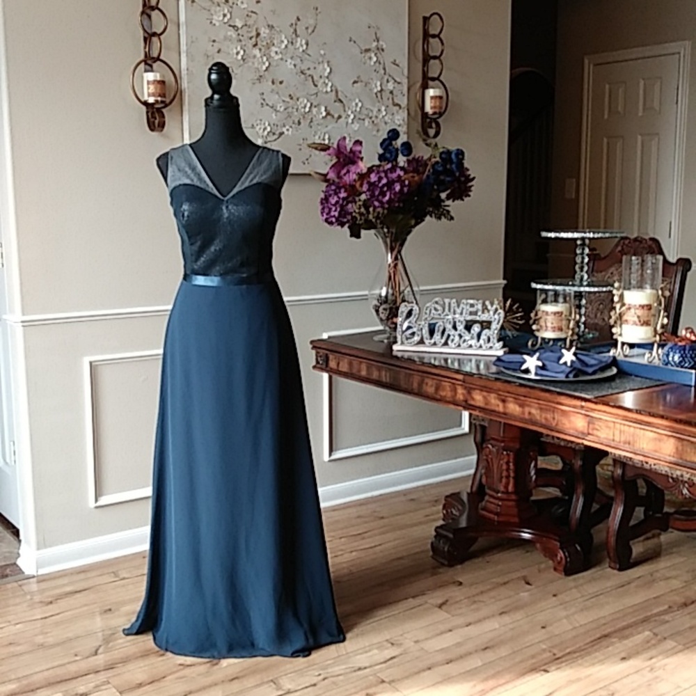 Midnite Blue Formal Floor-length Maxi Gown By Ashley & Justin. Size 16